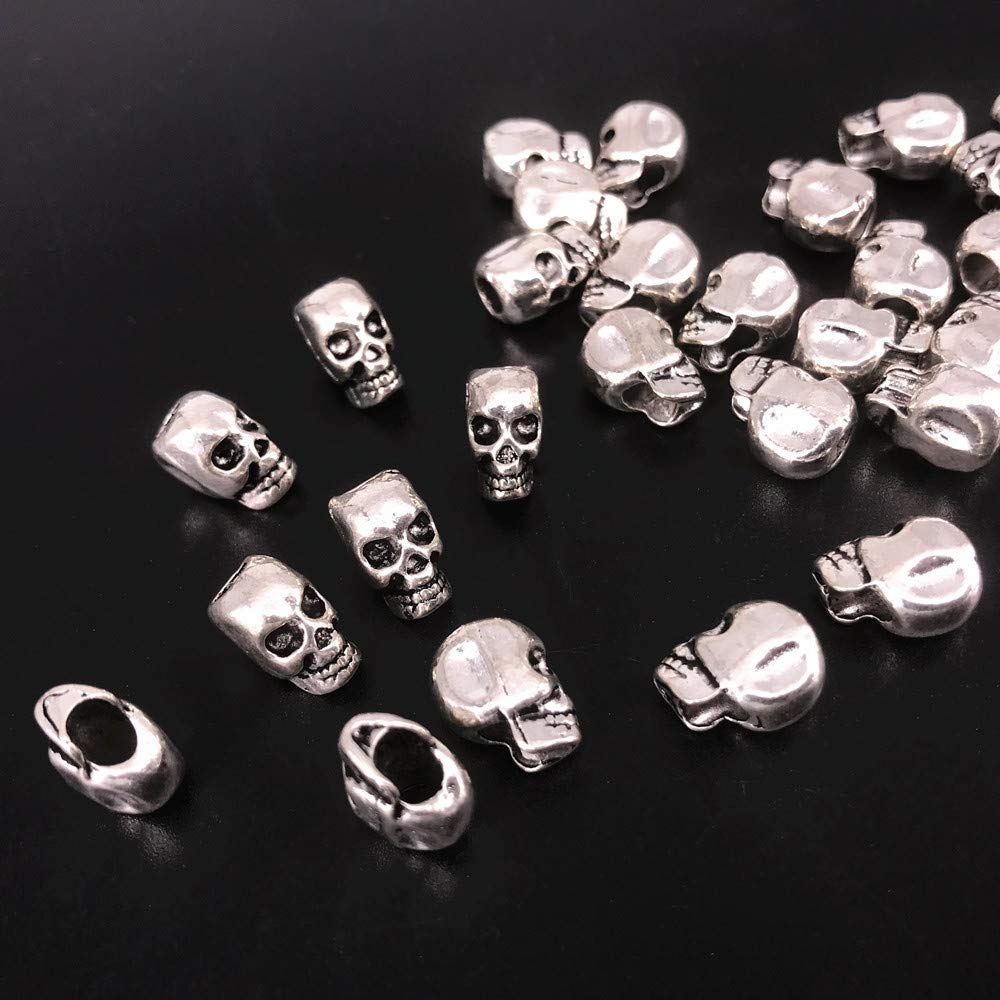 Skull Bead 50 PCS Tibet Silver Skull Spacer Beads - 4mm